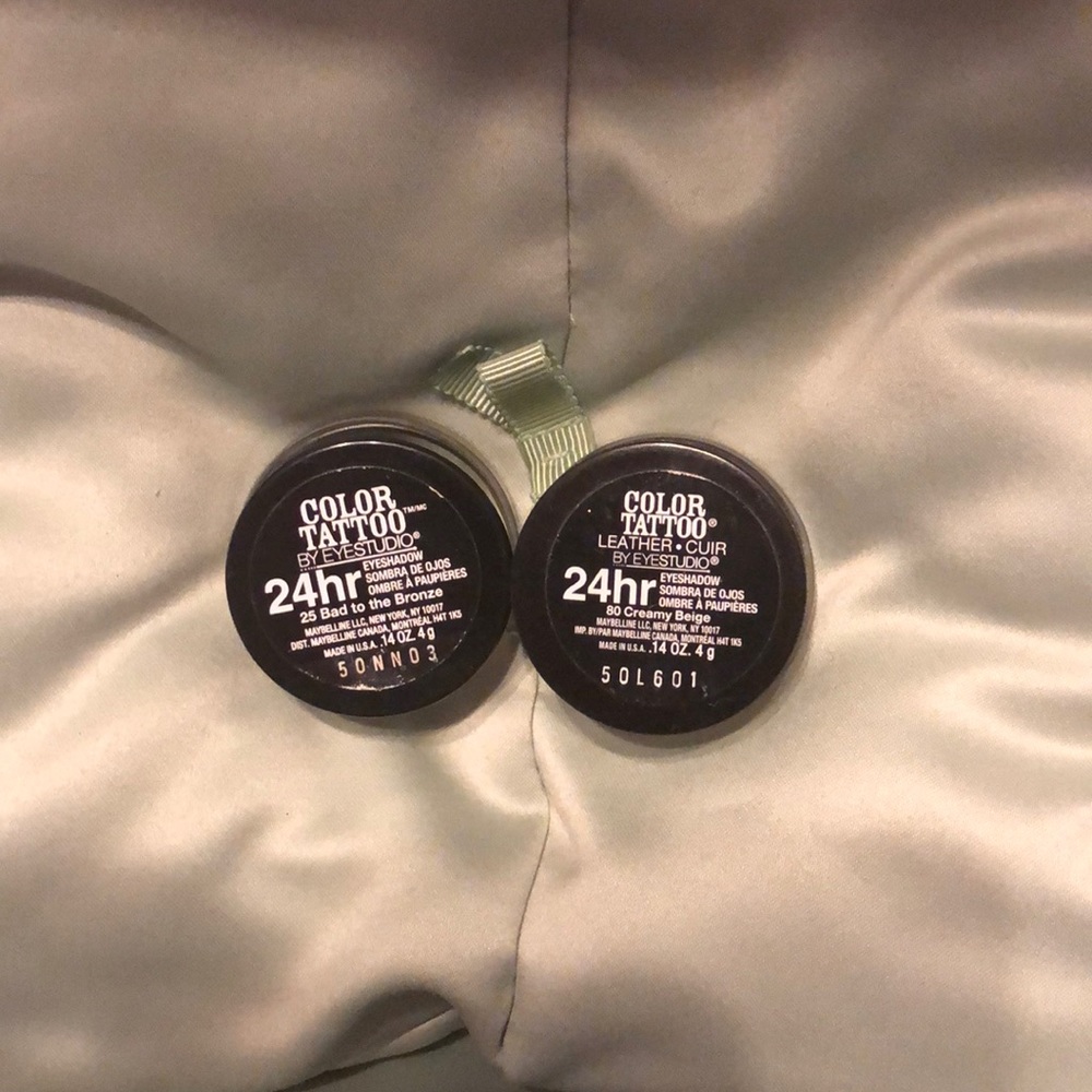 Maybelline color tattoos and L’Oréal infallible